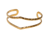 Gold hammered open cuff bracelet. 
